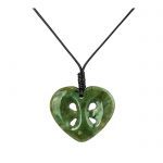 Carved Jade Heart Koru Necklace