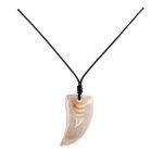 Mother of Pearl Carved Tooth Pendant Necklace