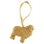 Clay Sheep Gold Glitter Tree Decoration