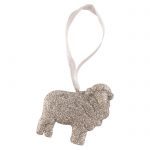 Clay Sheep Silver Glitter Tree Decoration