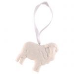 Clay Sheep White Glitter Tree Decoration