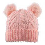 Girls Double Fur Pom Pom Beanie