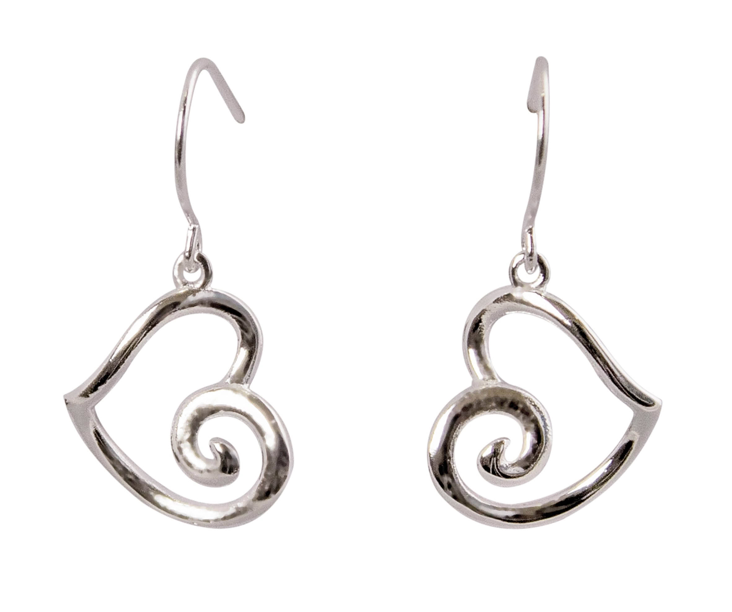 SCE07_SILV_STD_High_Res Heart Koru Earrings - Image 1