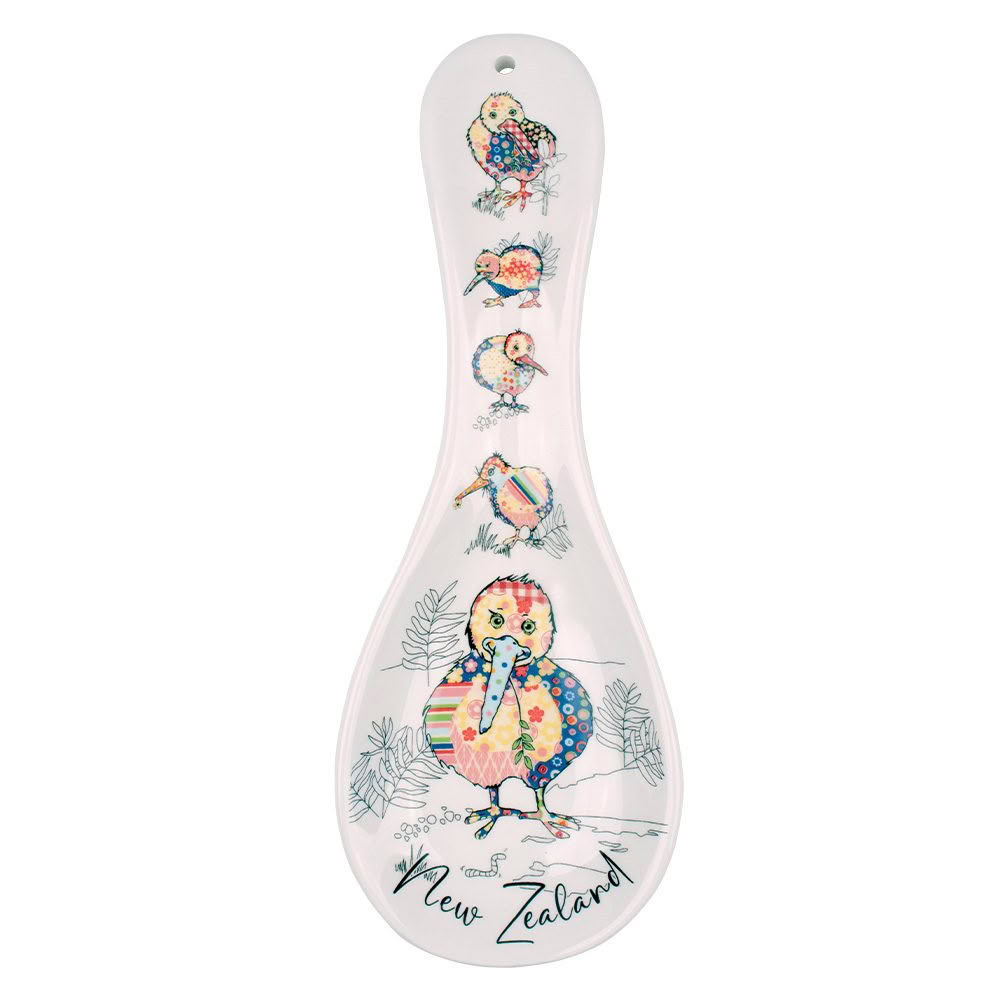 SPH999_Quilted Kiwis Ceramic Spoon Holder_Web Quilted Kiwi Ceramic Spoon Holder - Image 1
