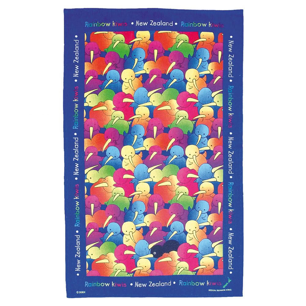 TT626_Web Rainbow Kiwi Tea Towel - Image 1