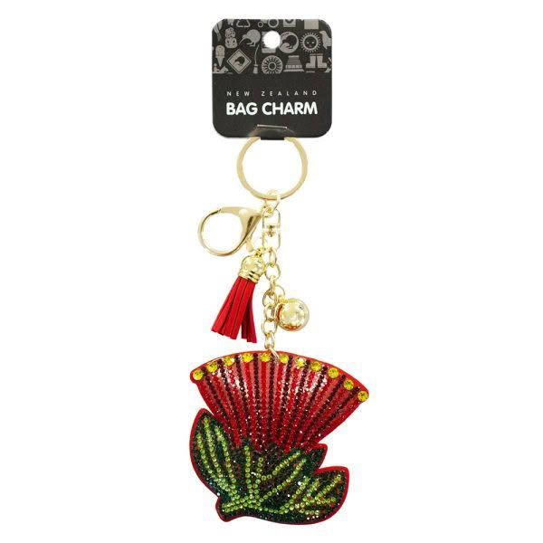 Pohutukawa Rhinestone Bag Charm