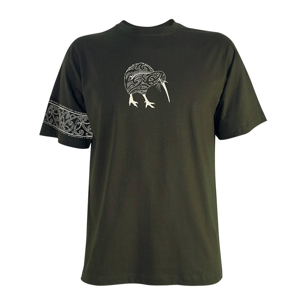 6110H_Moss_Web Tattoo Kiwi Adults Tee - Image 1