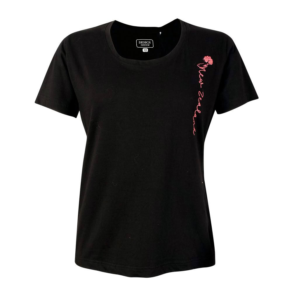6112F_Black_Web Fantail Ladies Tee - Image 1