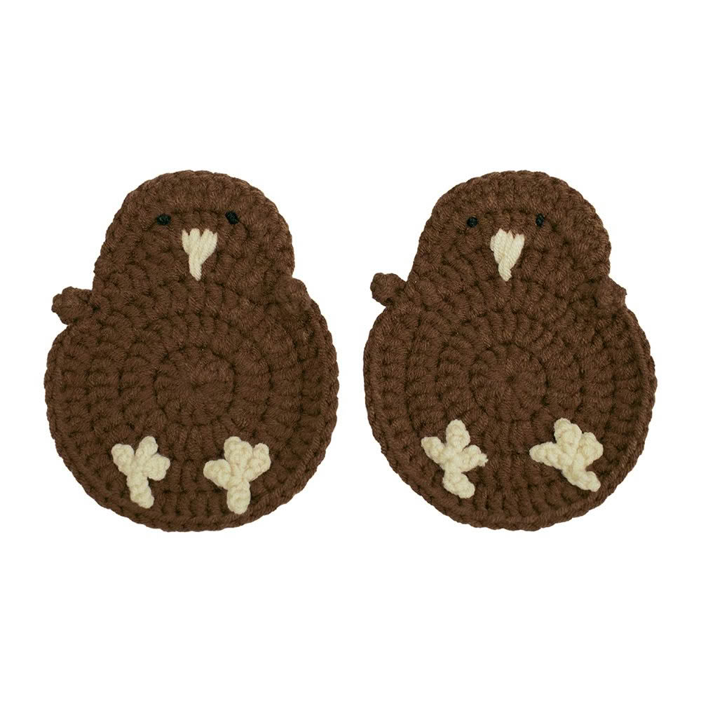 DC1043_Web Kiwi Bird Crochet Coaster 2 Pcs Set - Image 1