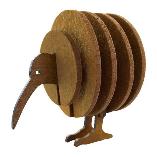 Kiwi Bird Felt Coaster Set